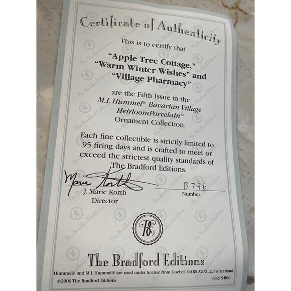 VTG M.I. Hummel Bavarian Village Christmas Ornaments Set of 2 "Village Pharmacy" - Picture 7 of 8